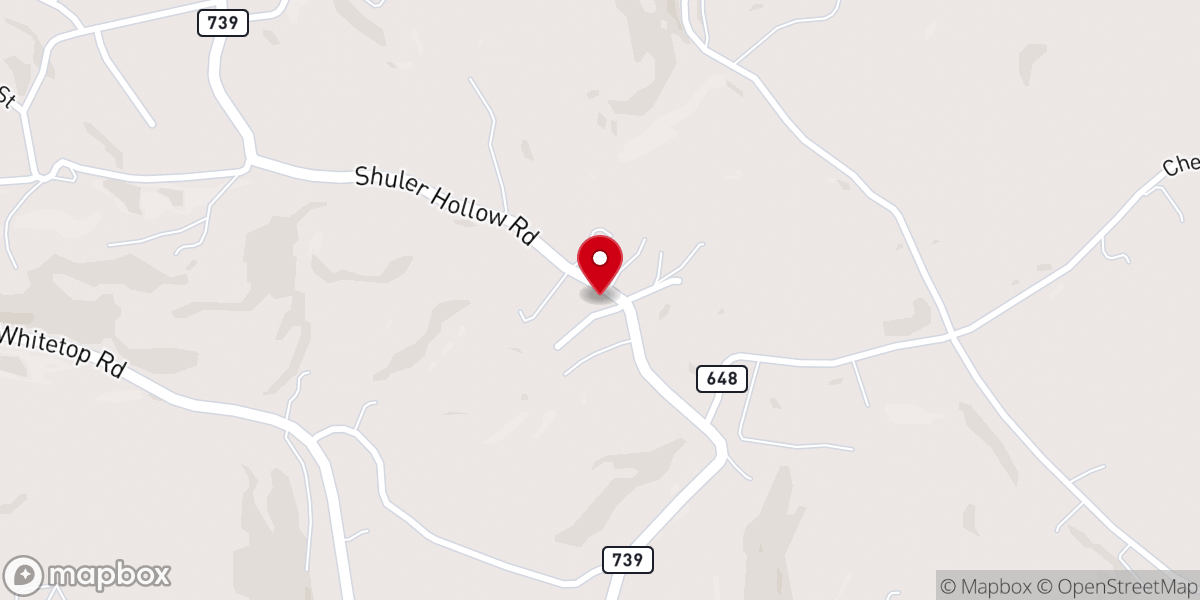 Map showing location of Calvary Church of Southwest Virginia