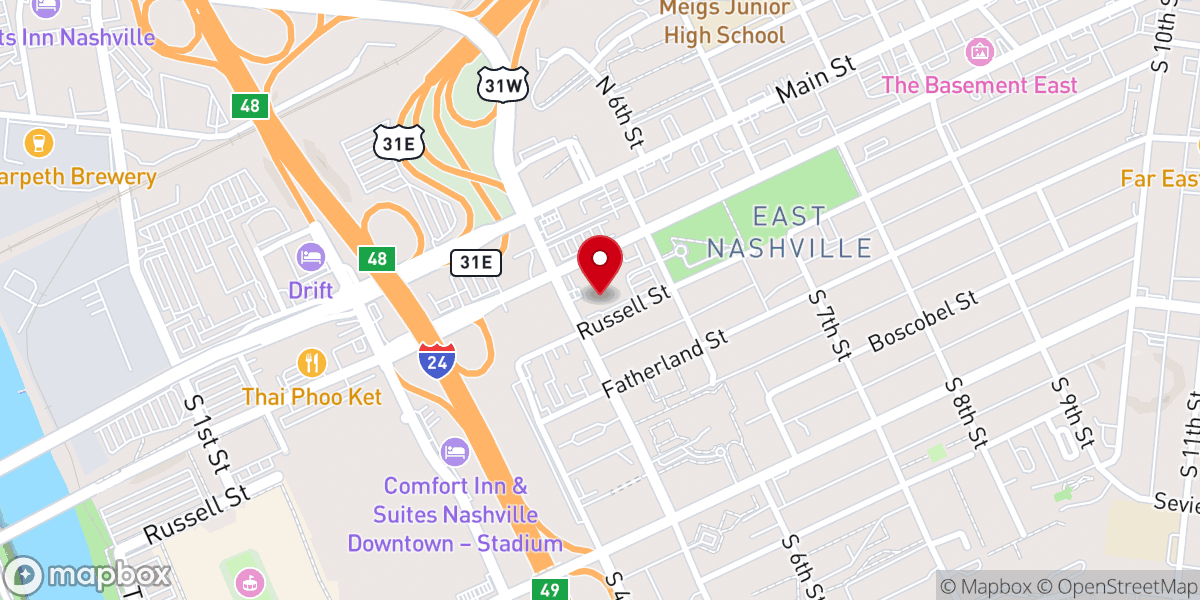 Map showing location of Nashville First Church of the Nazarene