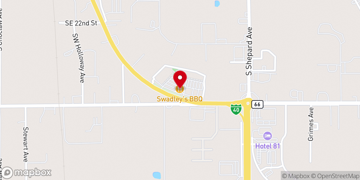 Map showing location of Swadley's Bar-B-Q