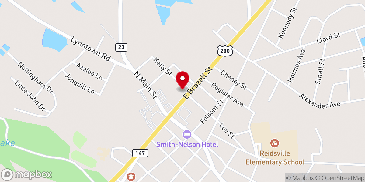 Map showing location of Connection Church Reidsville