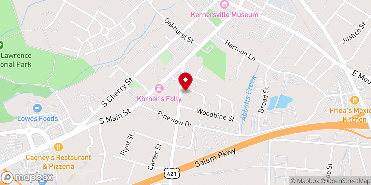 Map showing location of Kernersville Community House