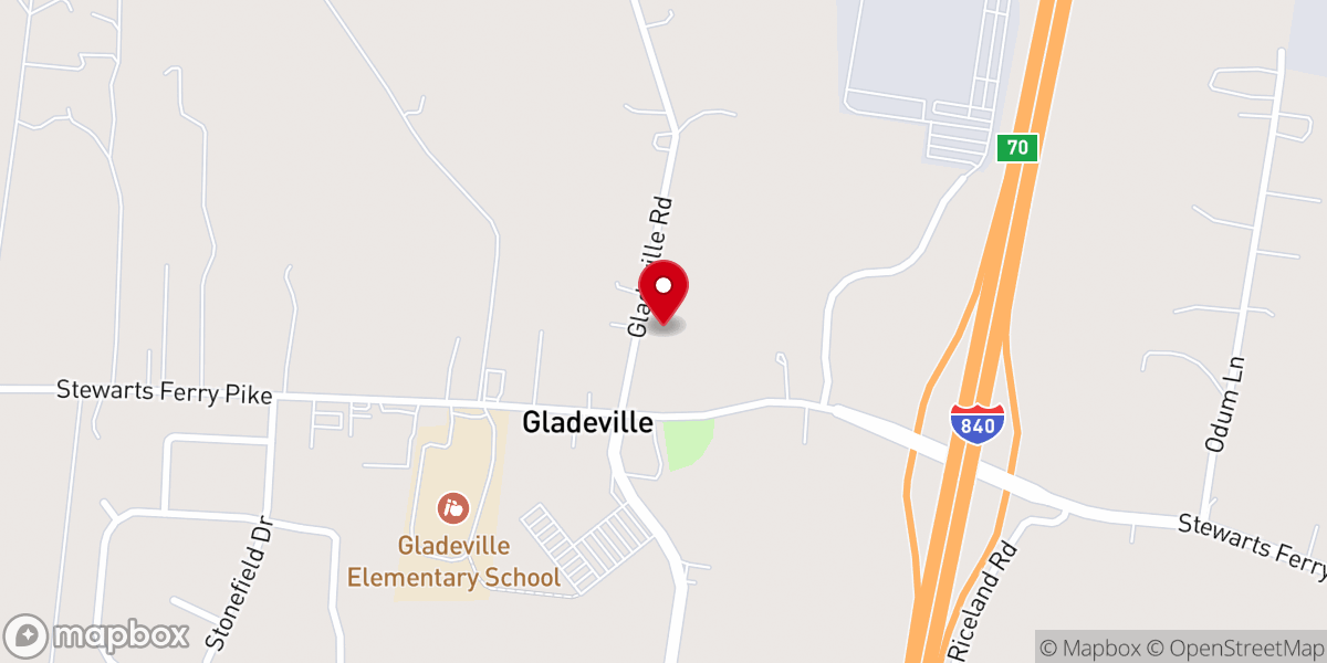 Map showing location of Church of Christ At Gladeville