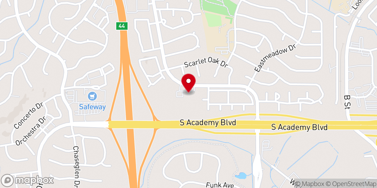 Map showing location of Cheyenne Mountain Presbyterian Church