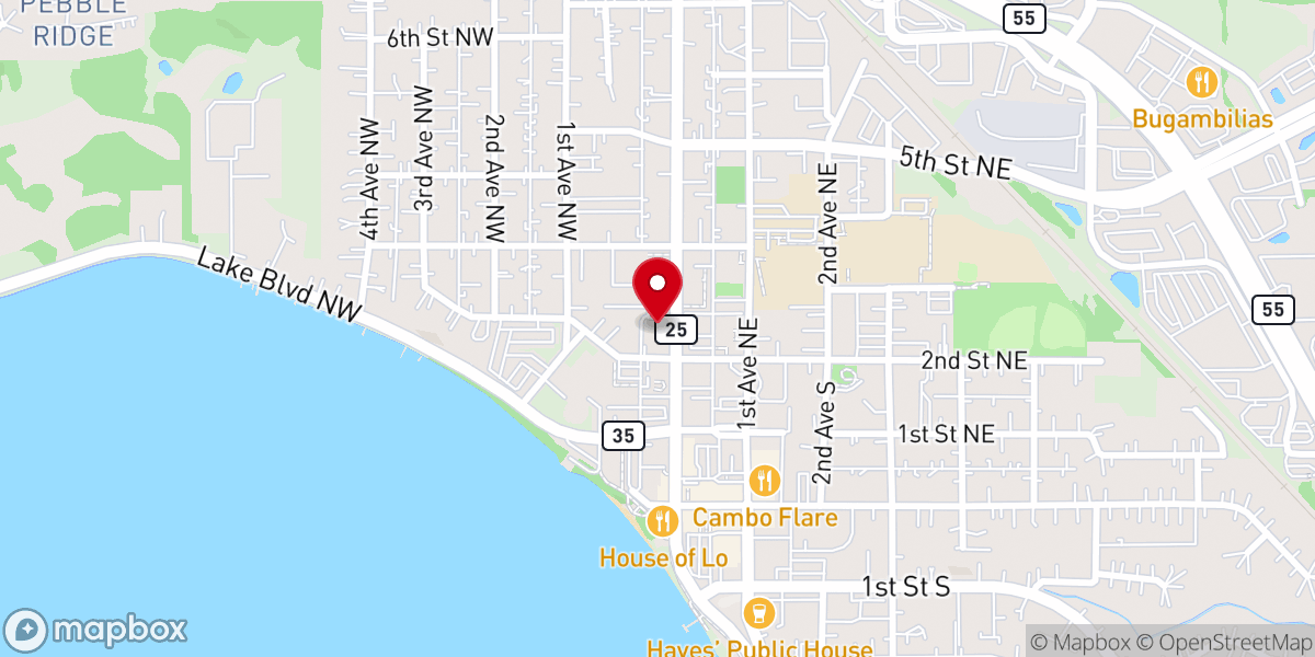 Map showing location of Buffalo Area Chamber of Commerce & Tourism Bureau