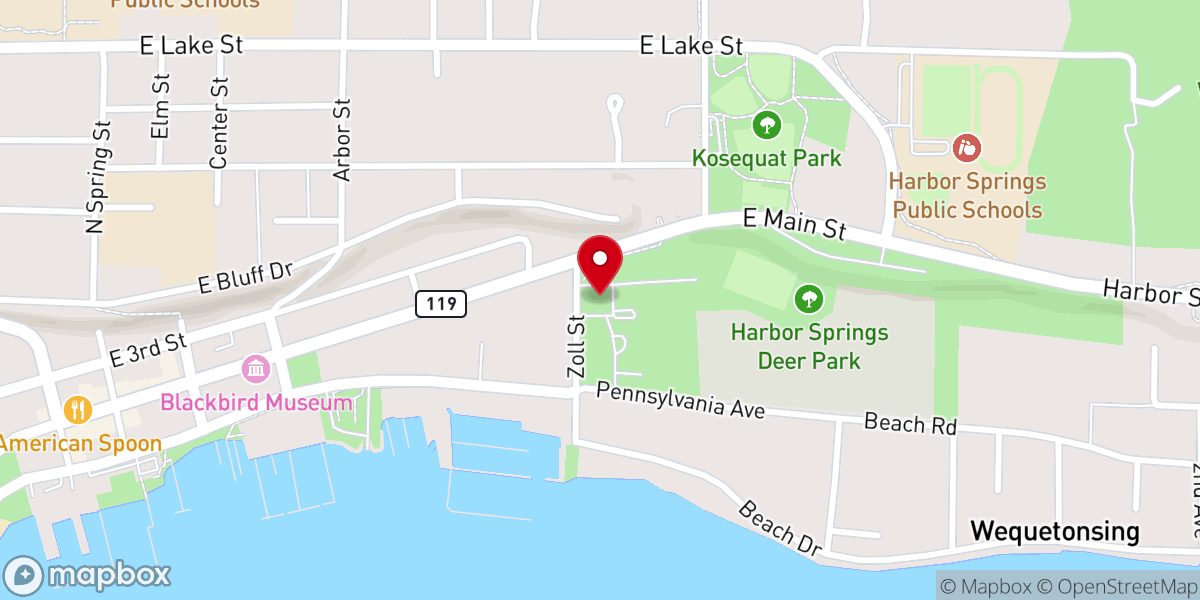 Map showing location of Harbor Springs Church of Christ