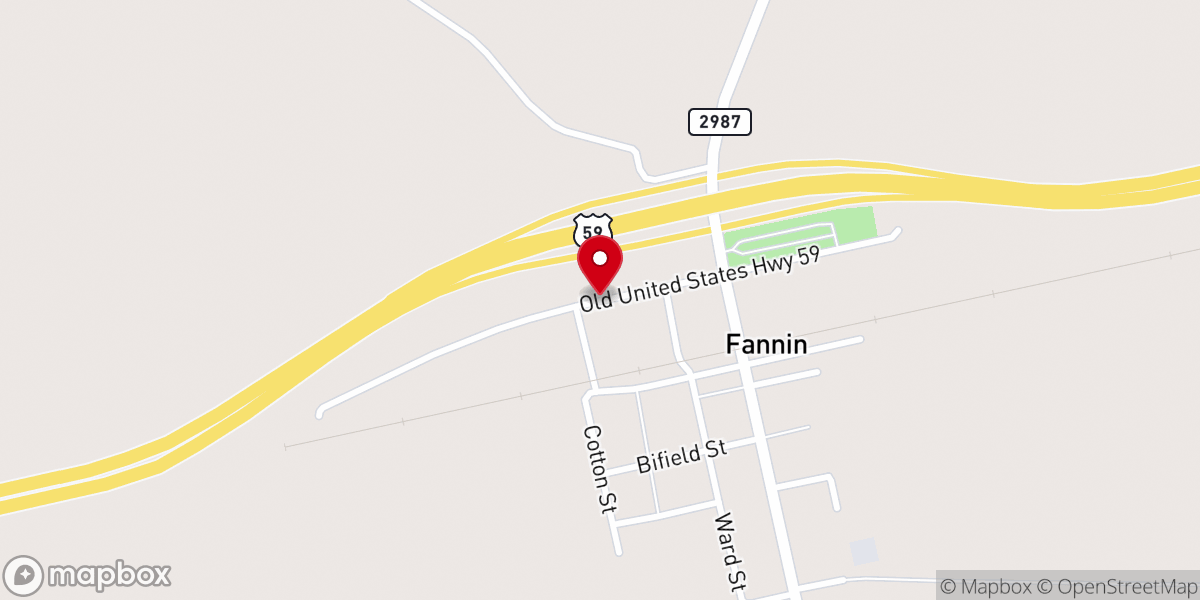 Map showing location of Fannin United Methodist Church
