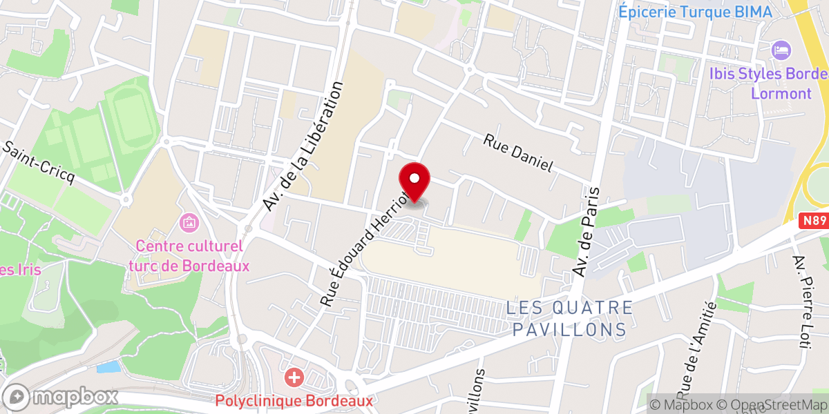 Map showing location of Eglise Momentum Bordeaux