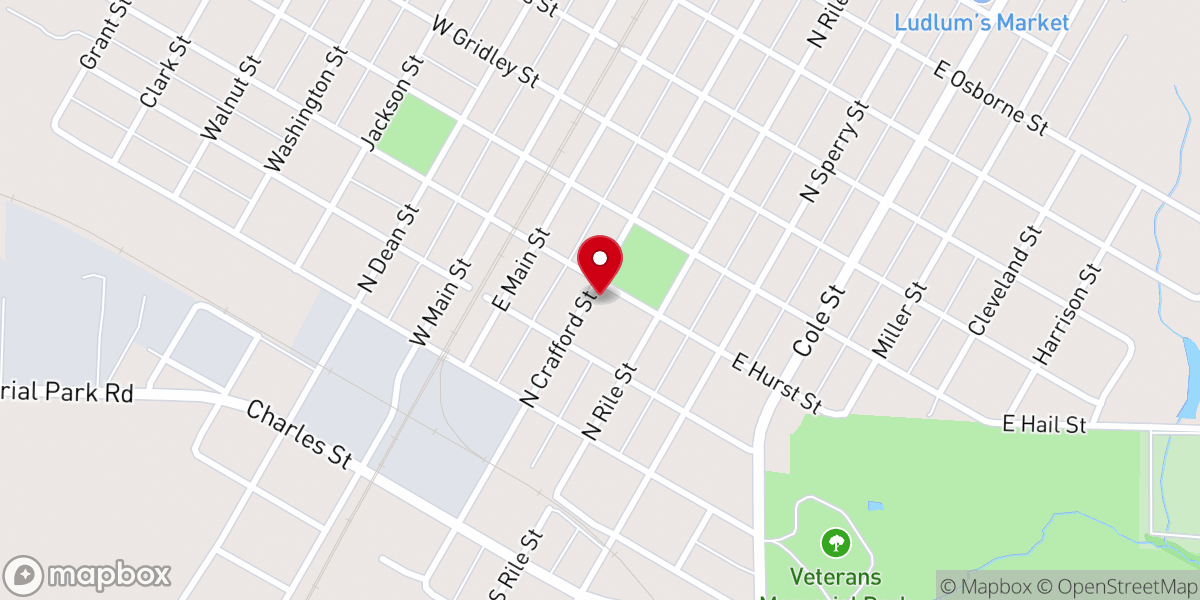 Map showing location of Bushnell United Methodist Church