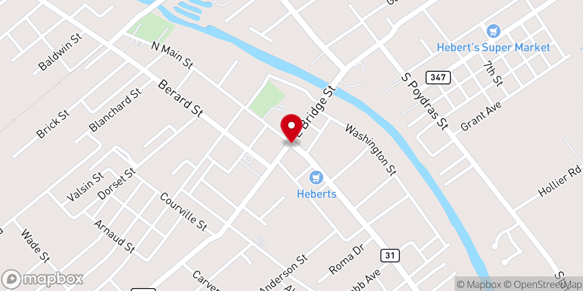 Map showing location of Breaux Bridge