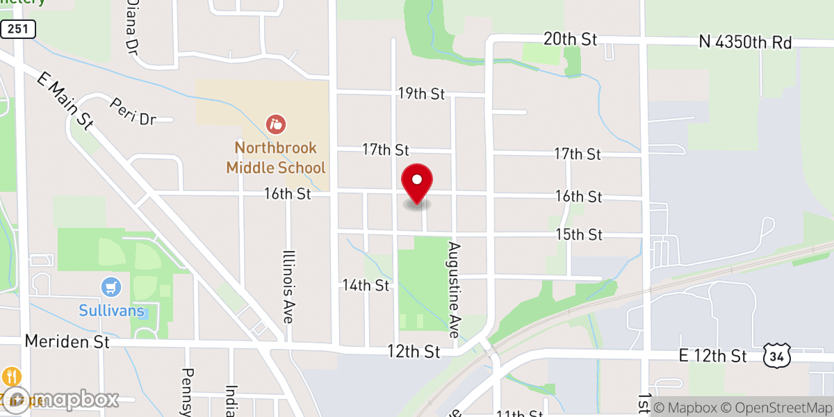 Map showing location of Northbrook Missionary Baptist Church
