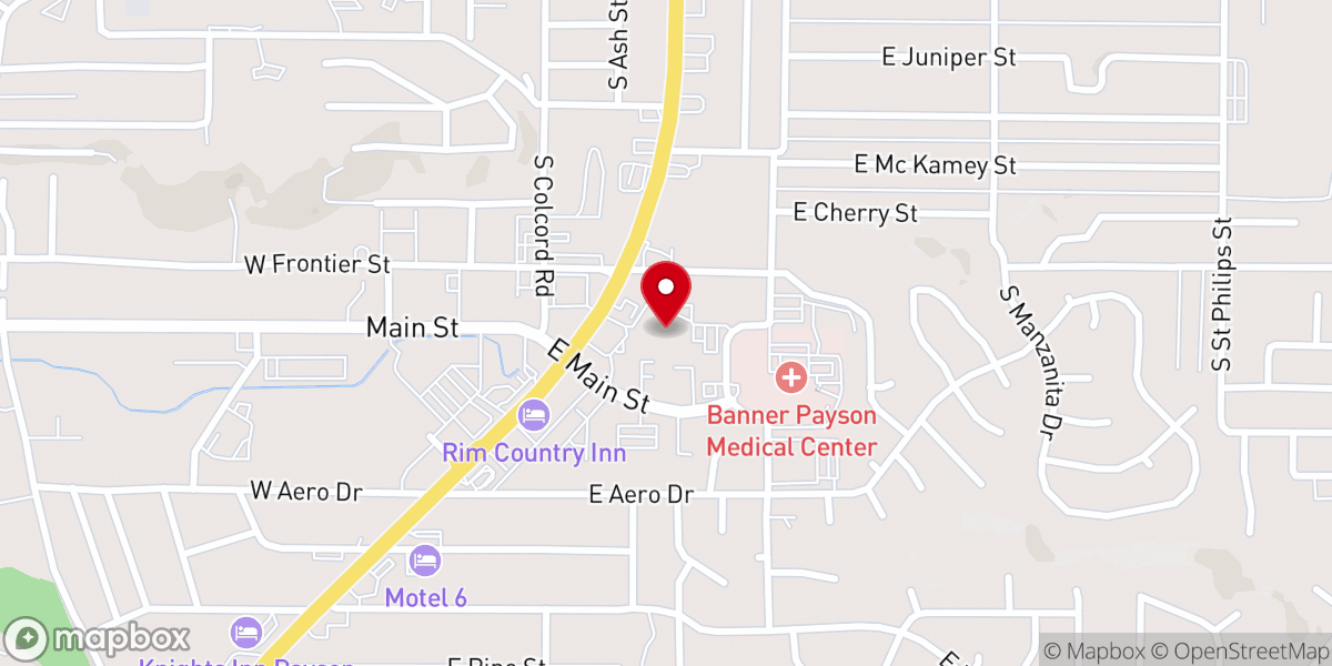 Map showing location of Payson Care Center