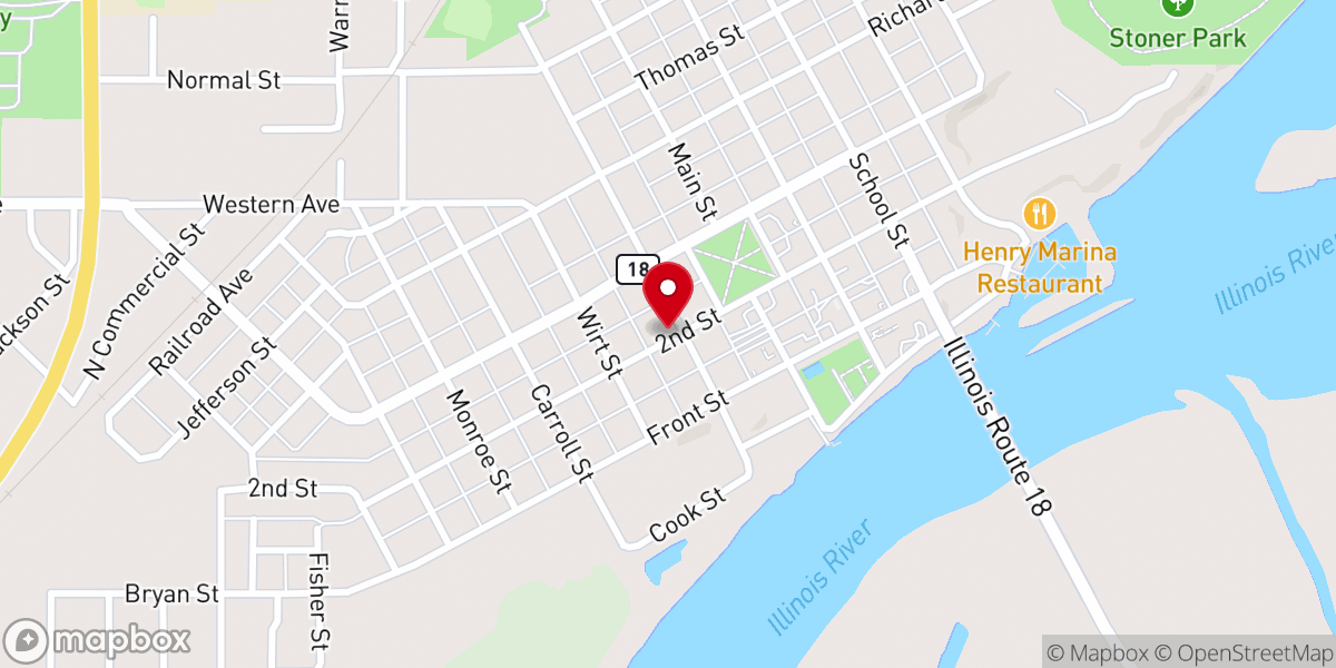 Map showing location of First Christian Church-Henry