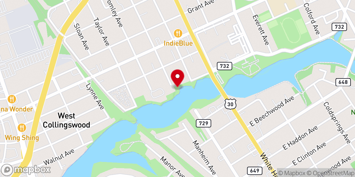 Map showing location of South New Jersey Church of Christ