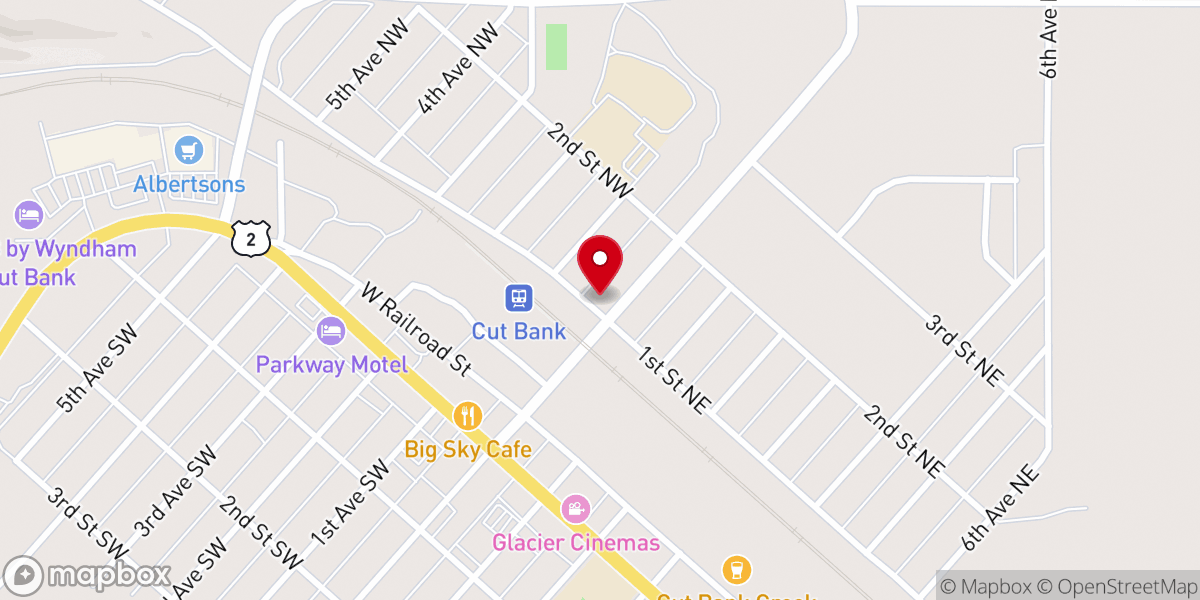 Map showing location of Cut Bank Community Bible Church