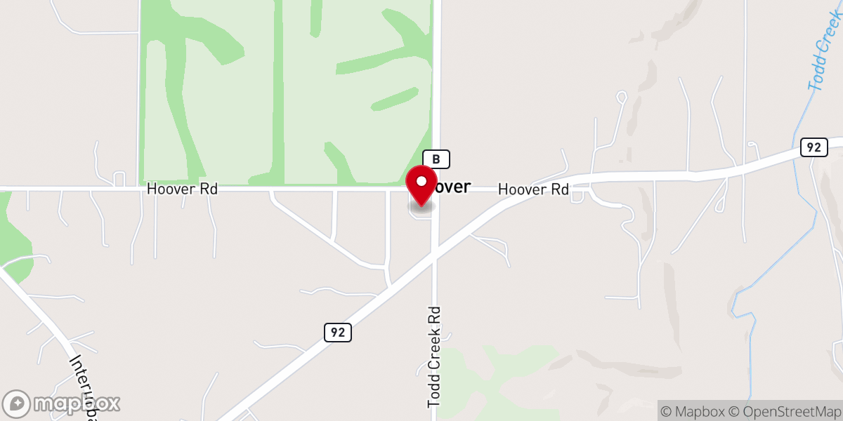 Map showing location of Hoover Christian Church