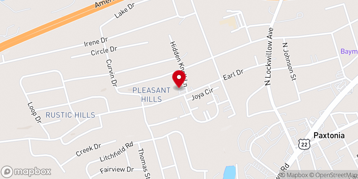 Map showing location of Pleasant Hills Christian Church