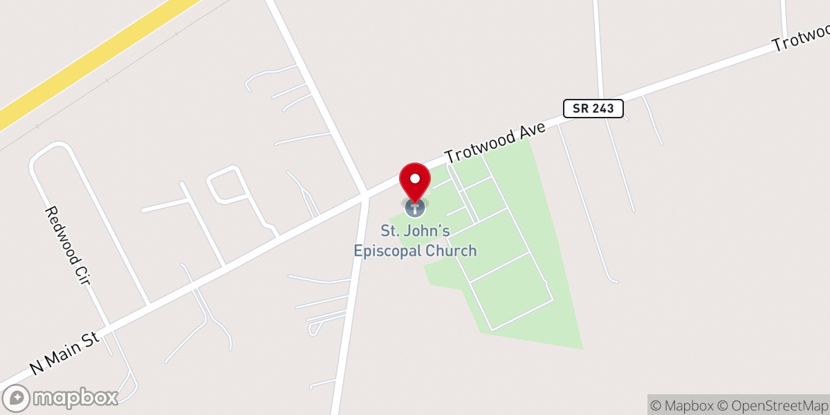 Map showing location of Saint John's Episcopal Church