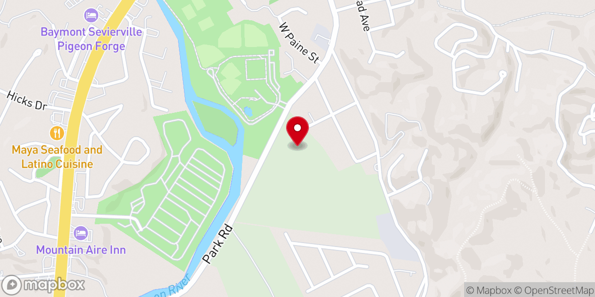 Map showing location of First Baptist Church of Sevierville Event Complex
