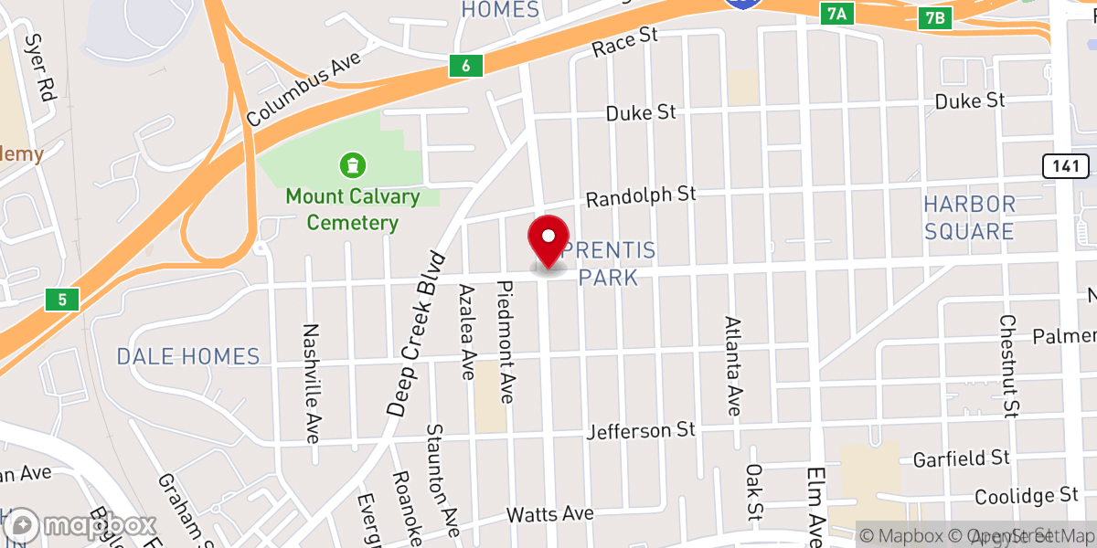 Map showing location of Portsmouth Assembly of God Church