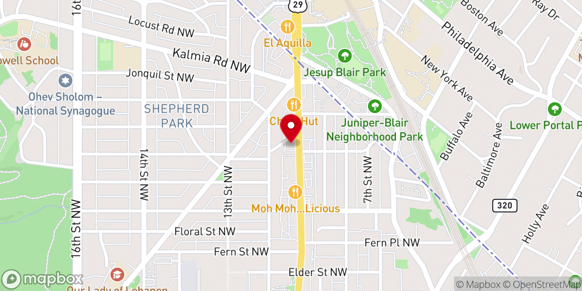 Map showing location of Lee Memorial Baptist Church