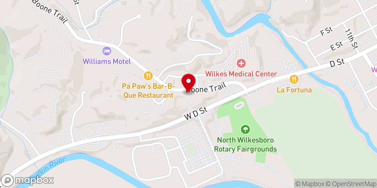 Map showing location of Wilkes Covenant ARP Church