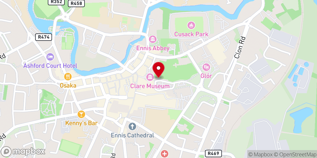 Map showing location of Ennis Friar's Walk