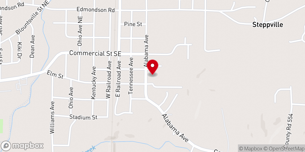 Map showing location of East Hanceville Baptist Church