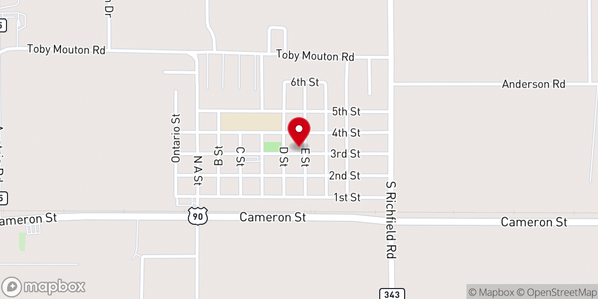 Map showing location of Pentecostal Gospel Assembly Church