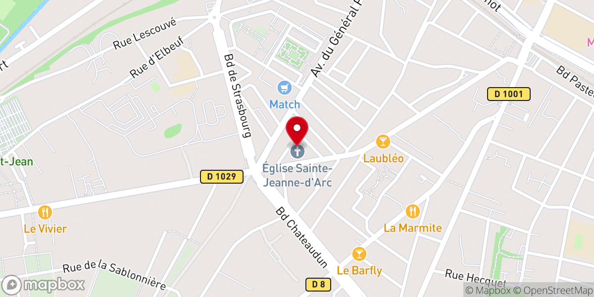 Map showing location of Église Sainte-Jeanne-d'Arc d'Amiens