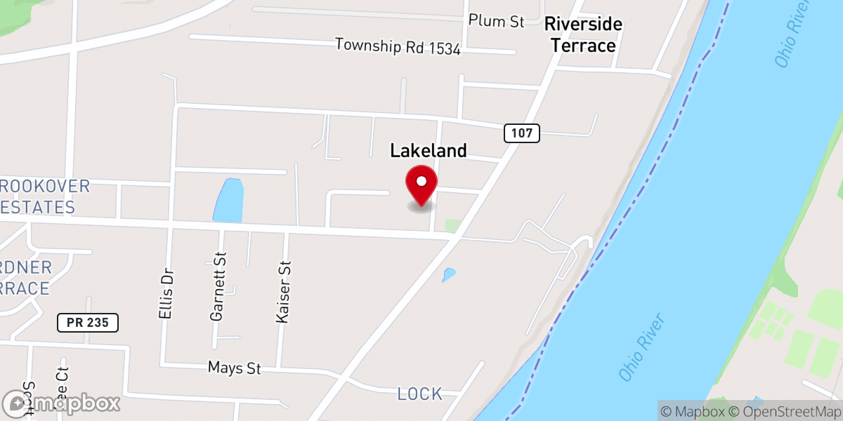 Map showing location of Beulah Baptist Church