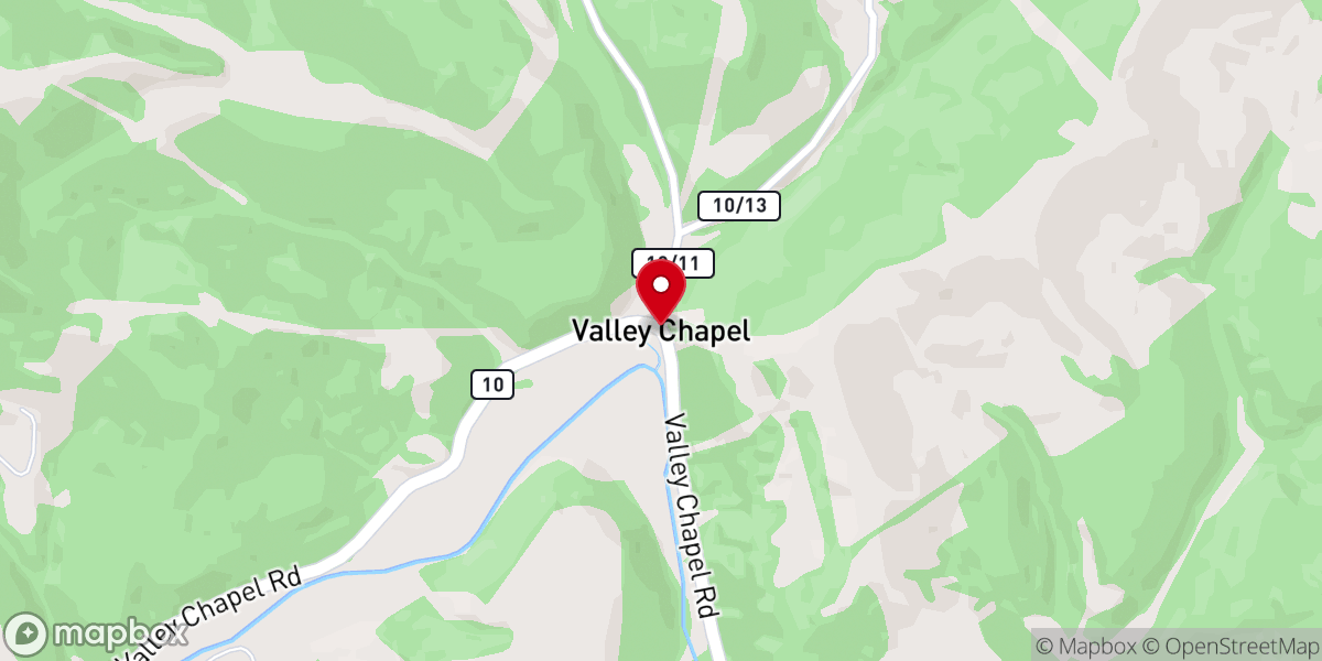 Map showing location of Valley Chapel United Methodist Church
