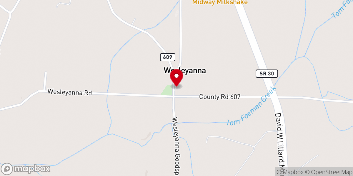 Map showing location of Wesleyanna Global Methodist Church