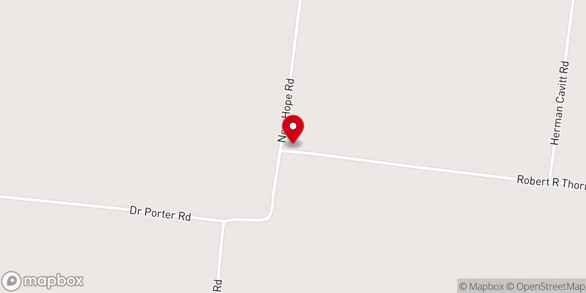 Map showing location of New Hope Baptist Church