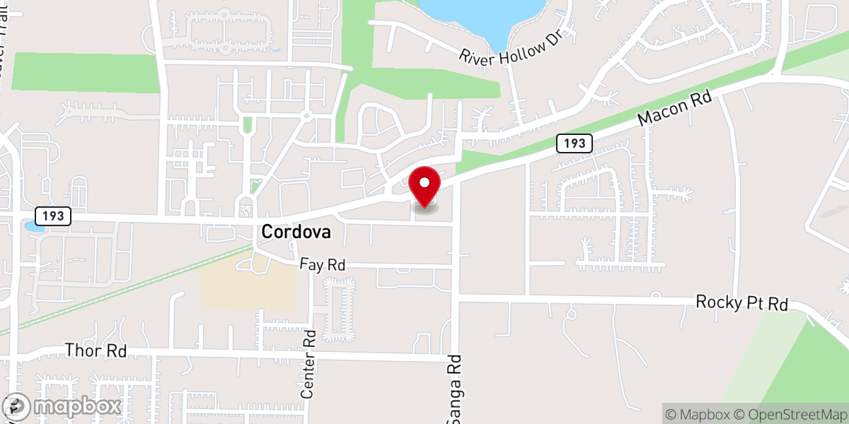 Map showing location of Cordova Korean Baptist Church