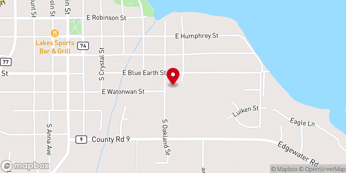 Map showing location of First Baptist Church