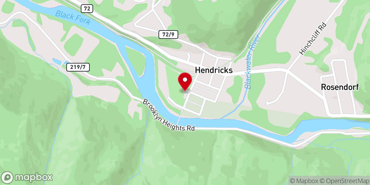 Map showing location of Hendricks United Methodist Church