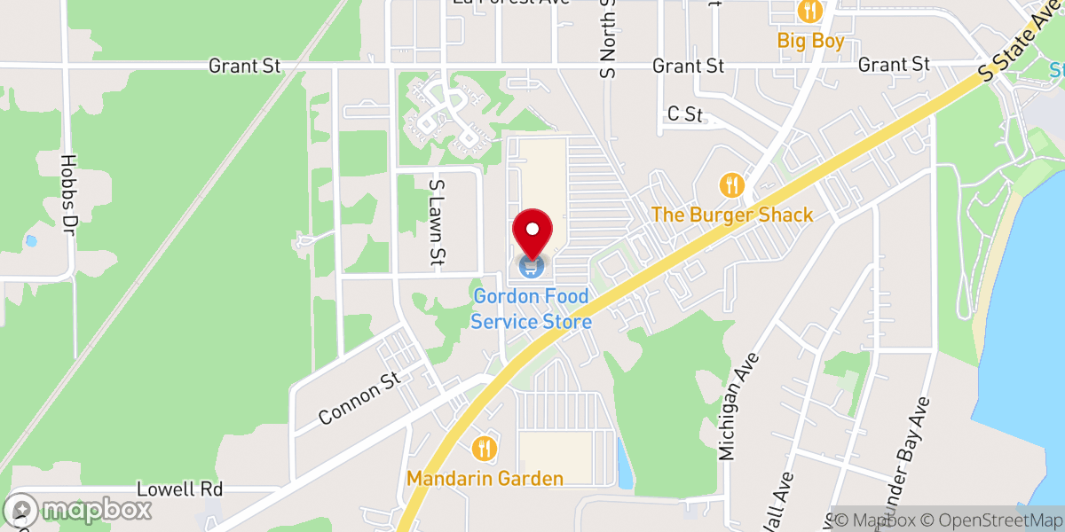 Map showing location of Gordon Food Service Store