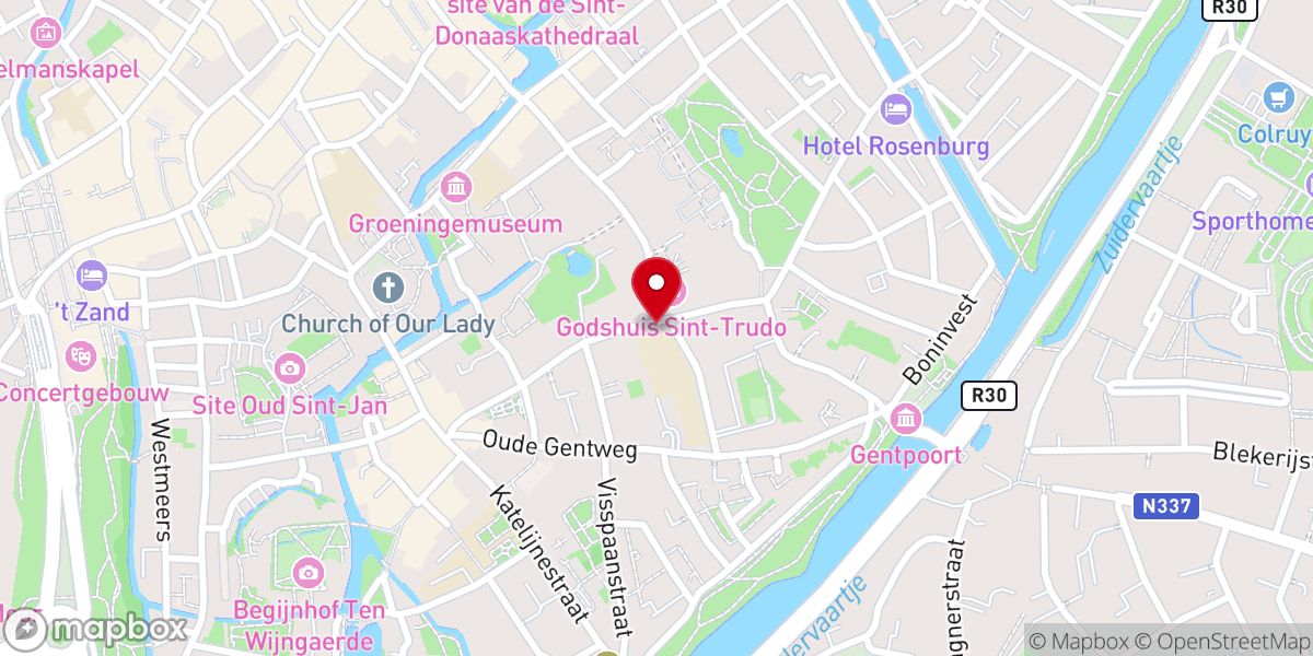 Map showing location of Onze-Lieve-Vrouw van Nazareth (Magdalenakapel)