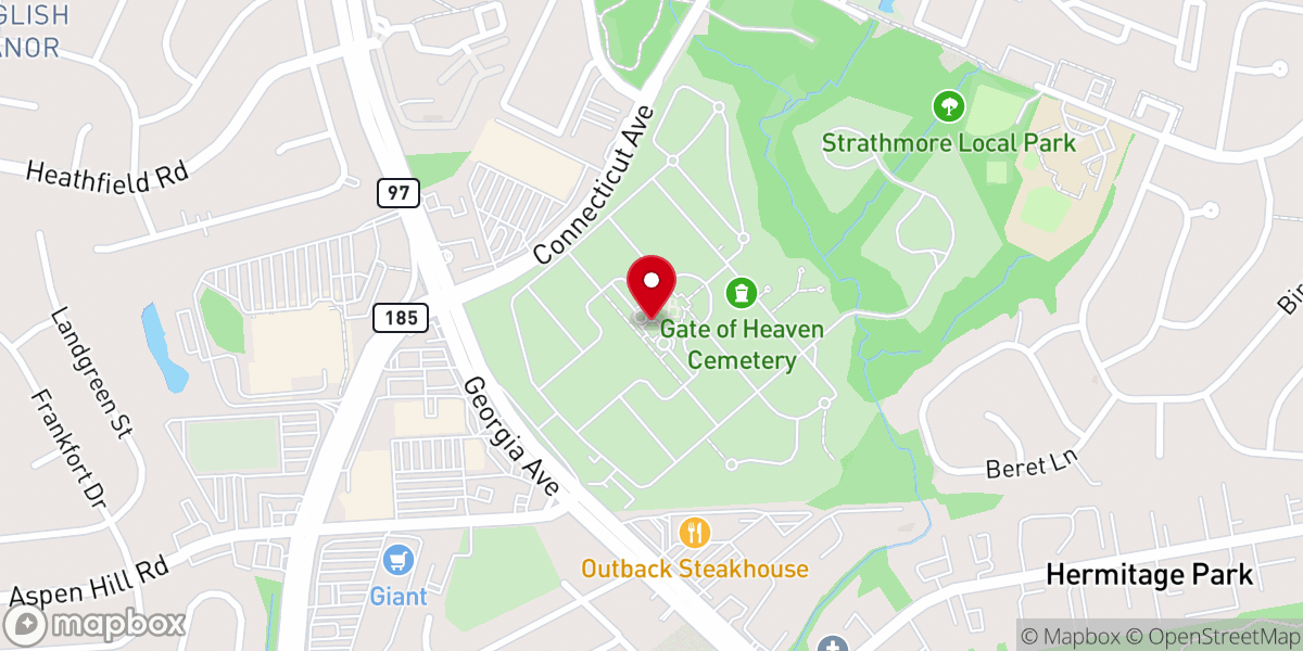 Map showing location of Chapel at Gate of Heaven