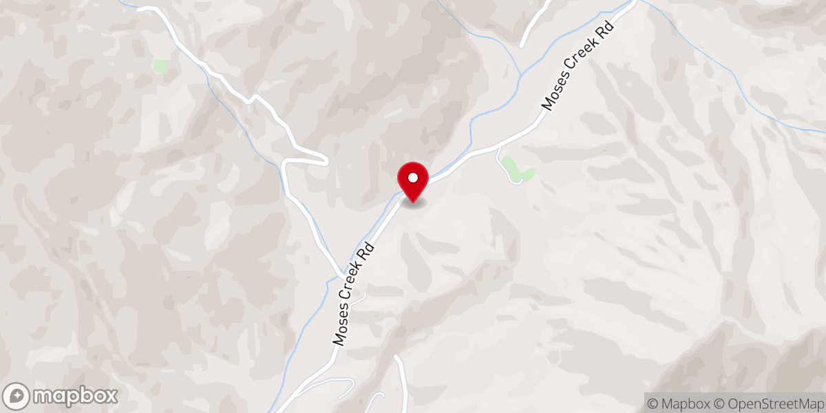 Map showing location of Moses Creek Baptist Church