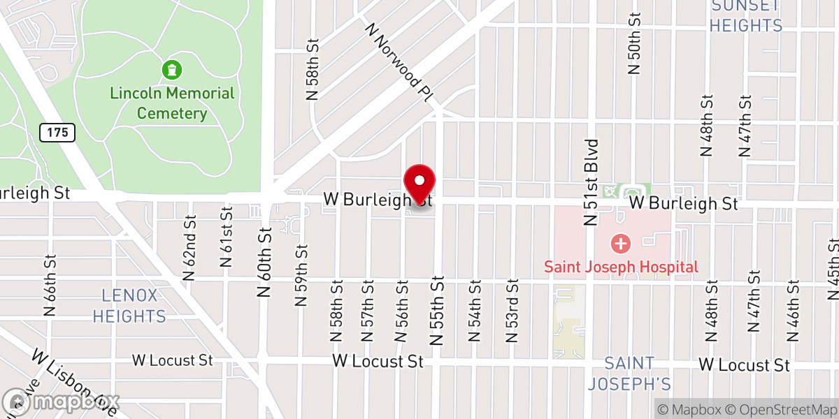 Map showing location of Life Church - Milwaukee Campus