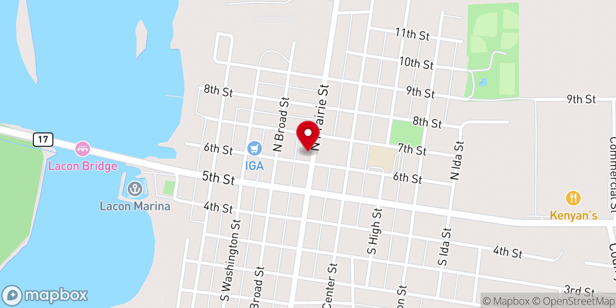Map showing location of Lacon Congregational UCC