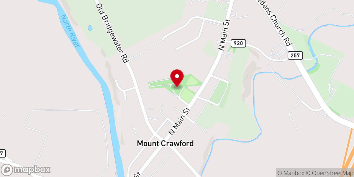 Map showing location of Shenandoah Valley Reformed Presbyterian Church