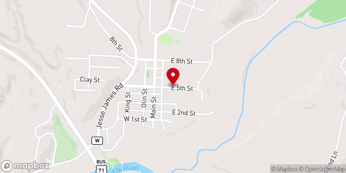 Map showing location of First Baptist Church