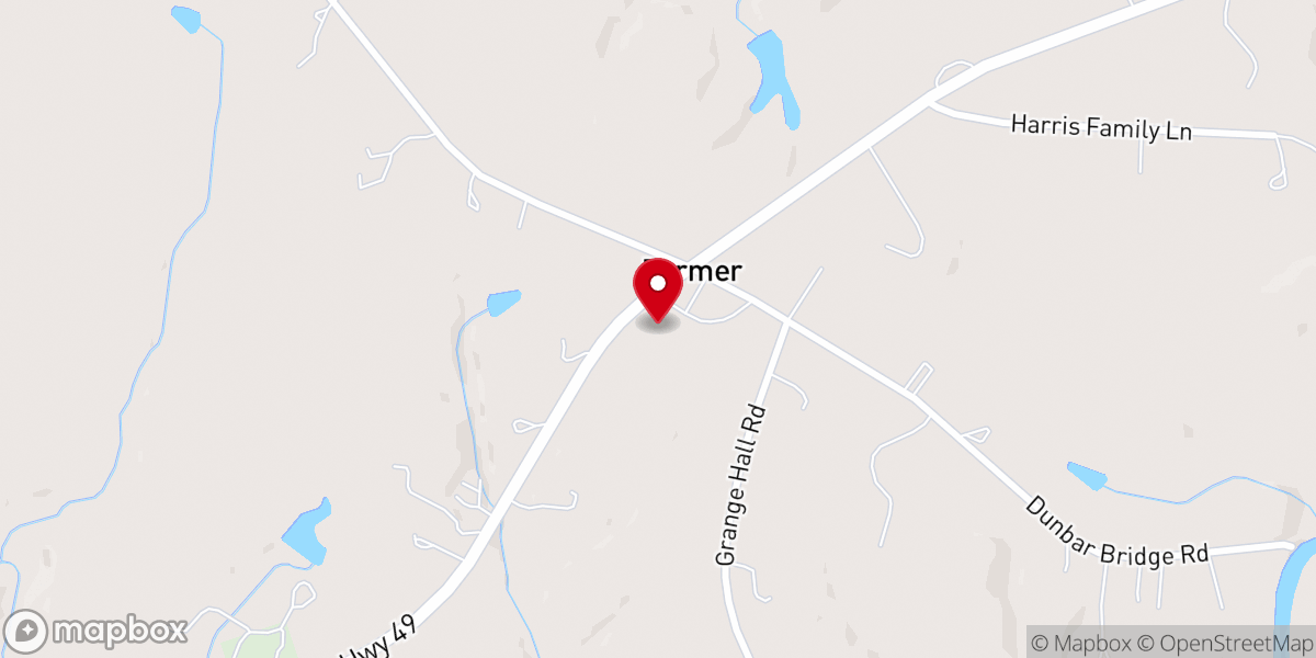Map showing location of Farmer Methodist Church