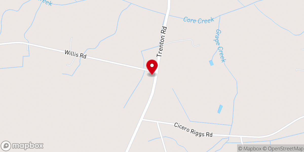 Map showing location of Core Creek Church
