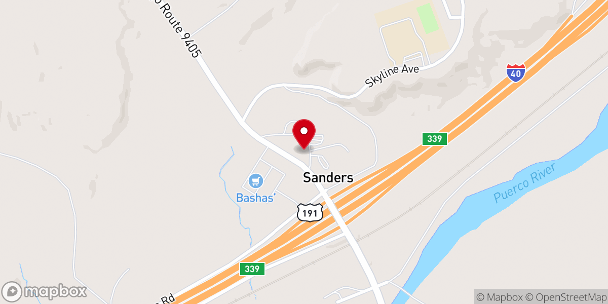 Map showing location of Pointed Red Mesa Bible Church