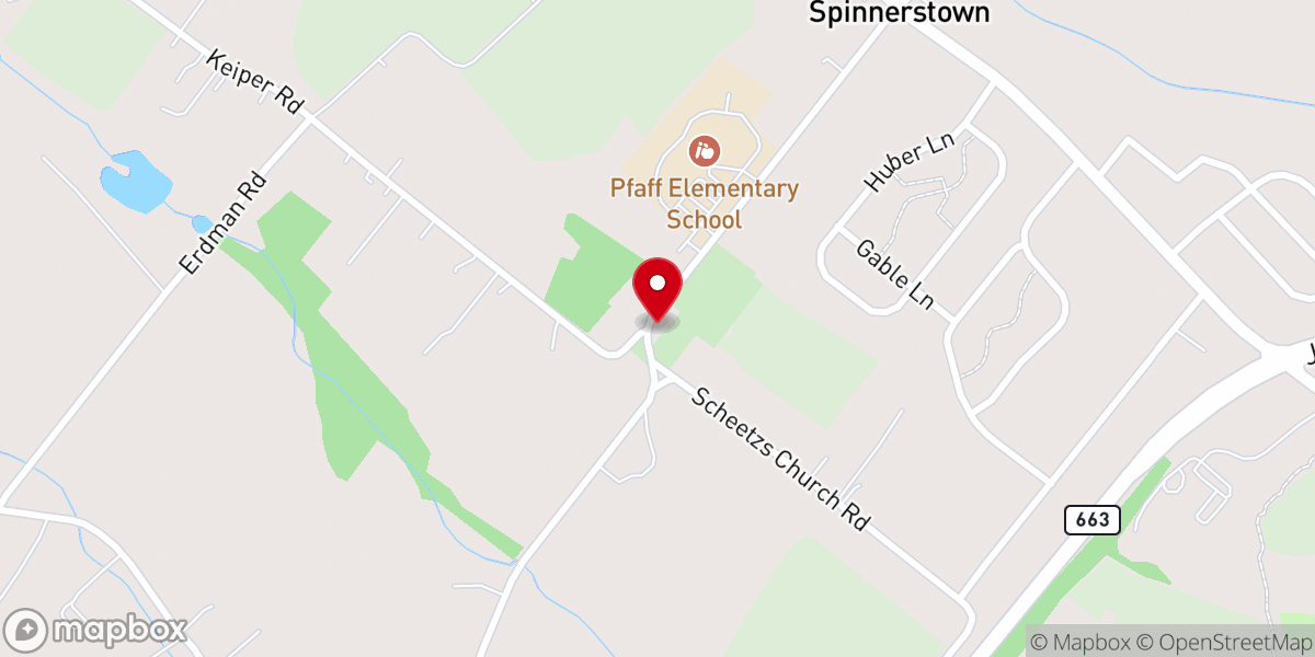 Map showing location of Saint John's Lutheran Church of Spinnerstown