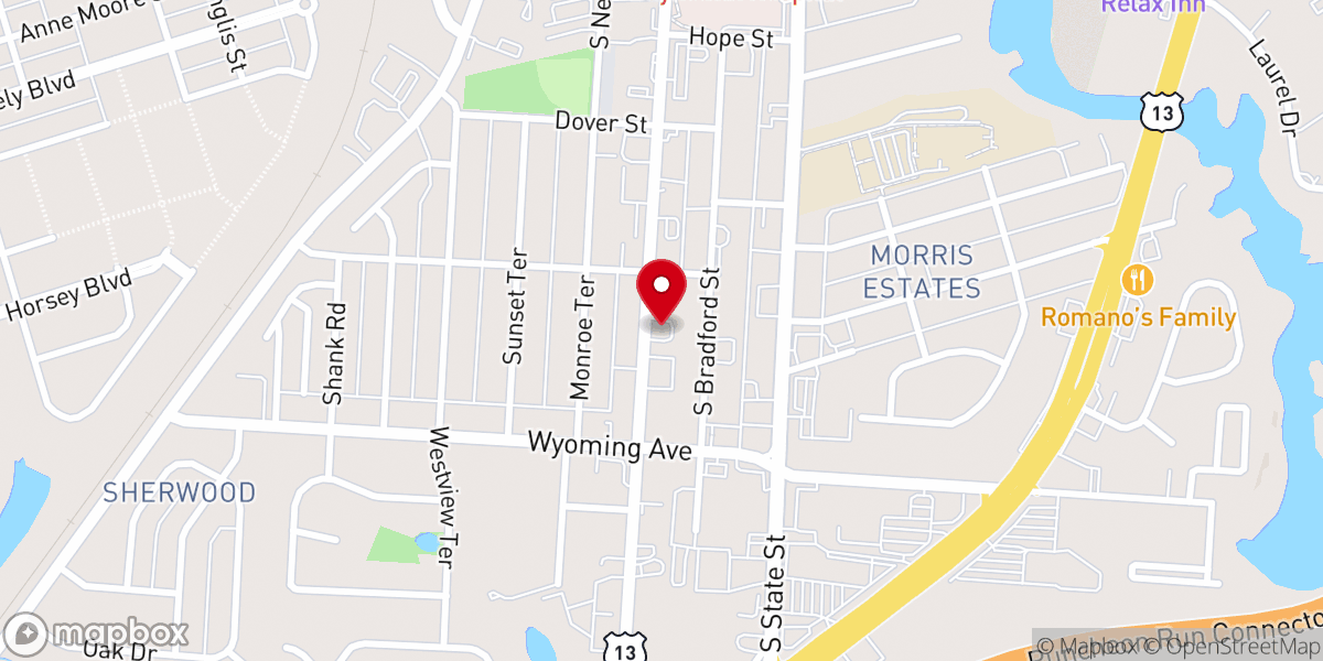 Map showing location of New Harvest Baptist Church