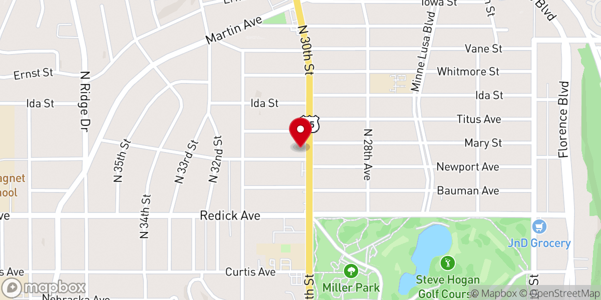 Map showing location of Parkside Baptist Church